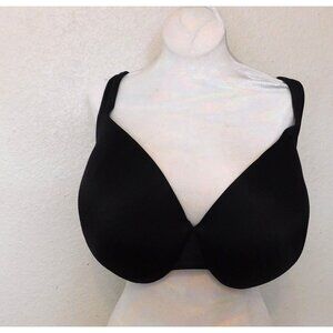 Cacique Satin Full Coverage Bra 42DDD Black Underwire Nylon Spandex Adjustable